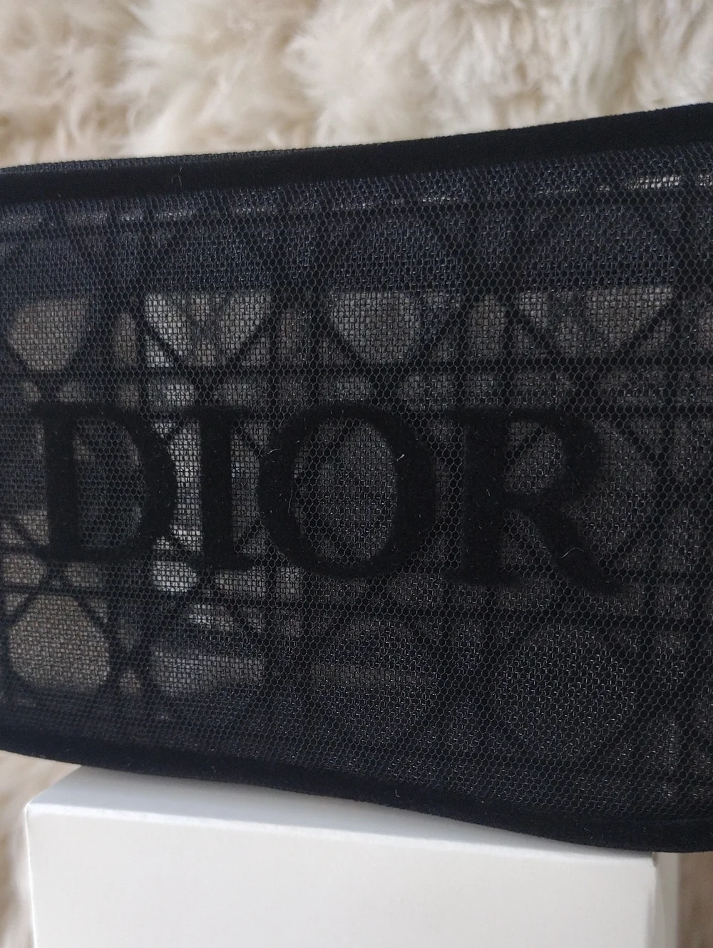 Dior Black Mesh Logo Pouch - Picture 4 of 12